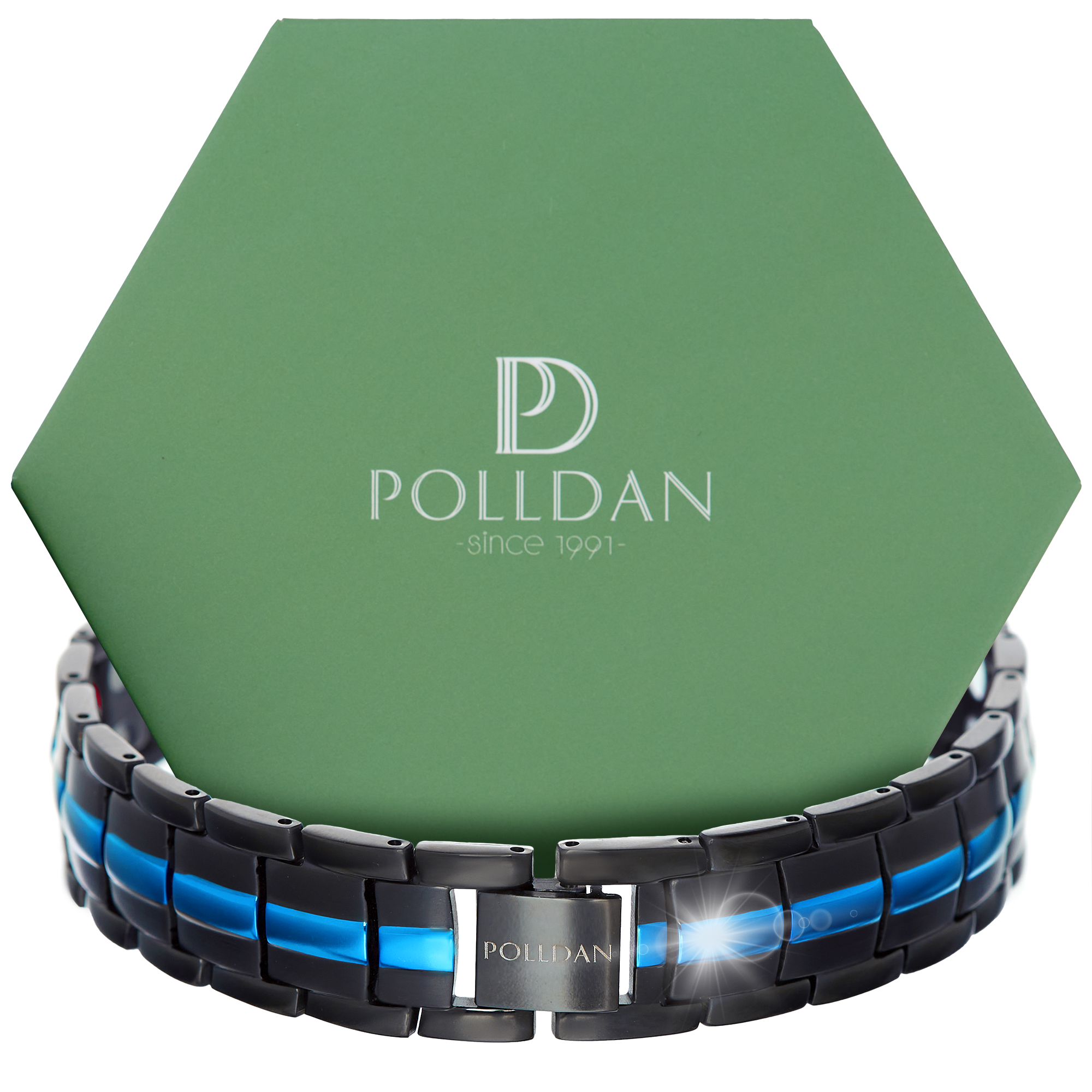 Polldan Magnetic Bracelets For Men 6000 Gauss Power | Mens Bracelet (Black-Blue)