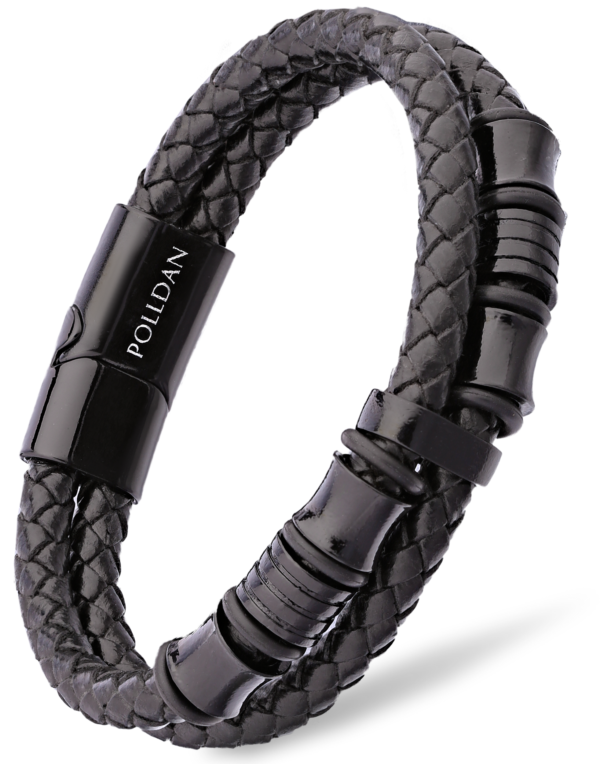 Polldan Premium Men's Leather Bracelet - Modern Black Style