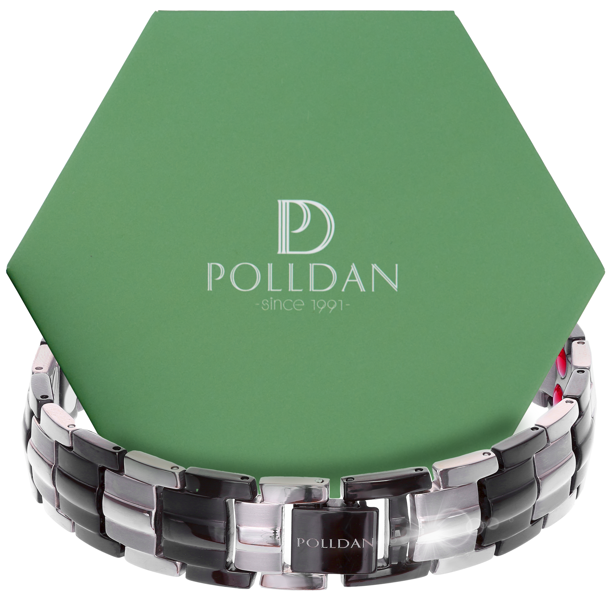 Polldan Magnetic Bracelets For Men 6000 Gauss Power | Mens Bracelet (Silver-Black)