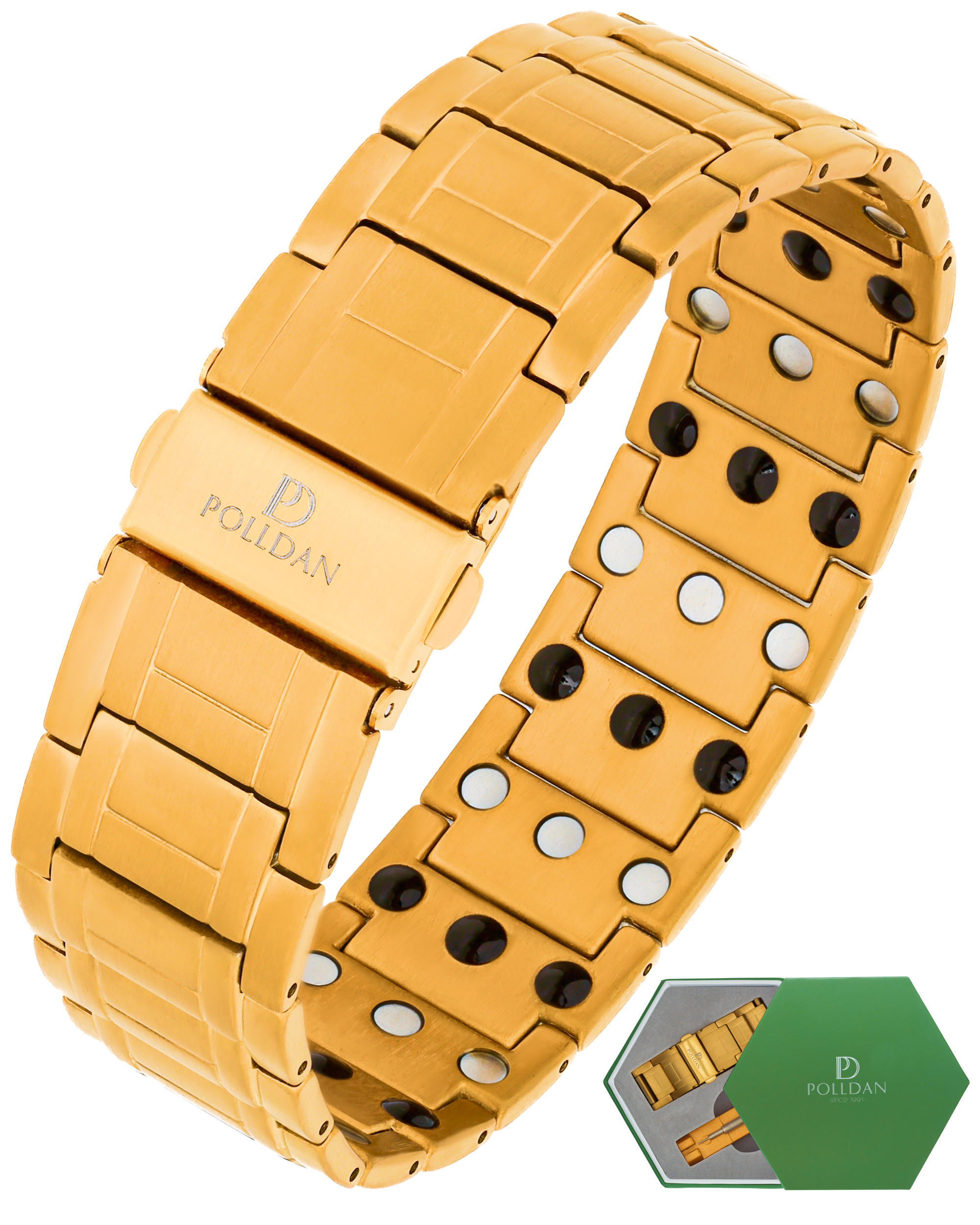 Polldan Magnetic Bracelets For Men 3X Power - 6200 Gauss (Pure Gold)