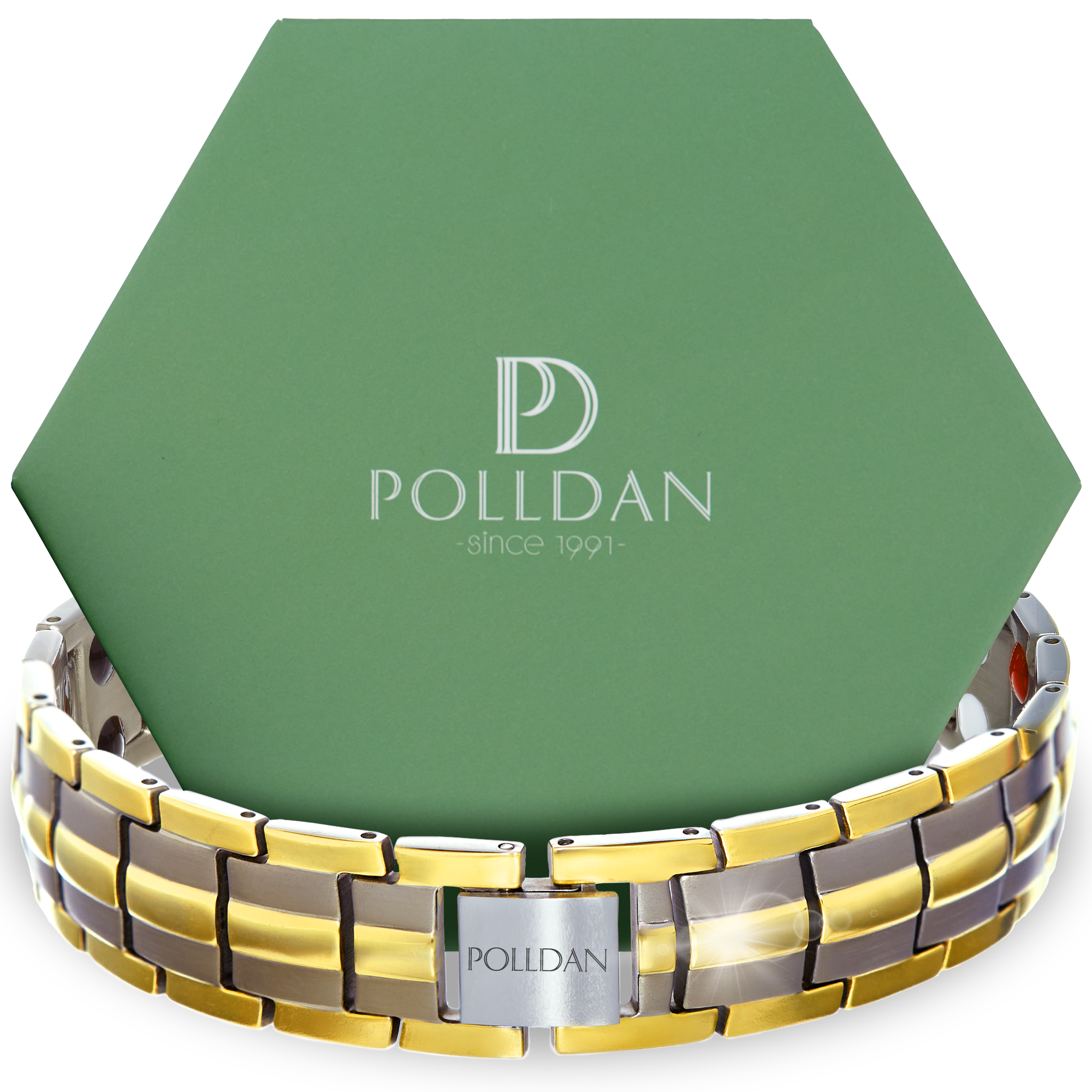 Polldan Magnetic Bracelets For Women - 6000 Gauss Natural Pain Relief (Silver-Gold)