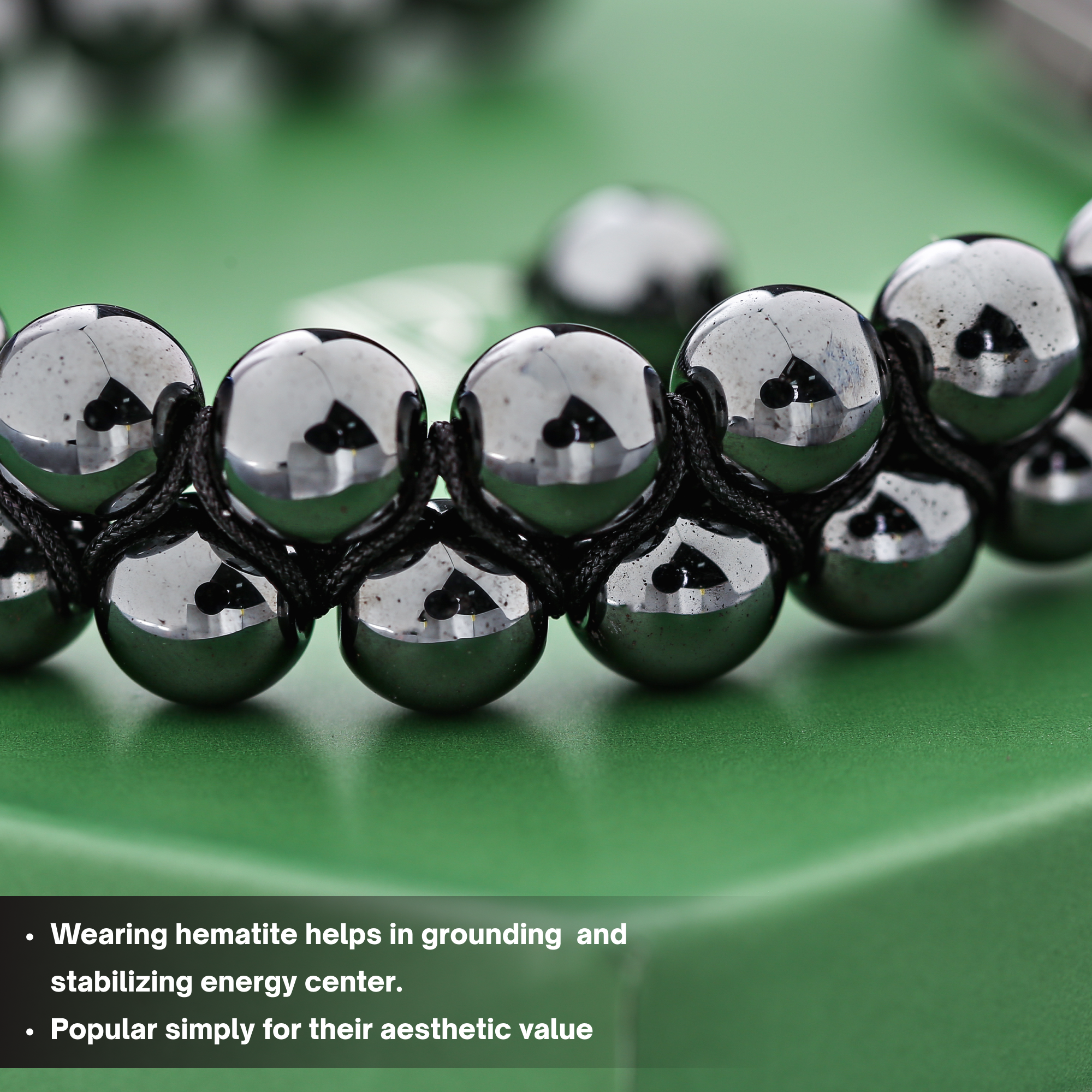 Polldan Hematite Bracelet For Men, Women - Grounding & Strength Energy