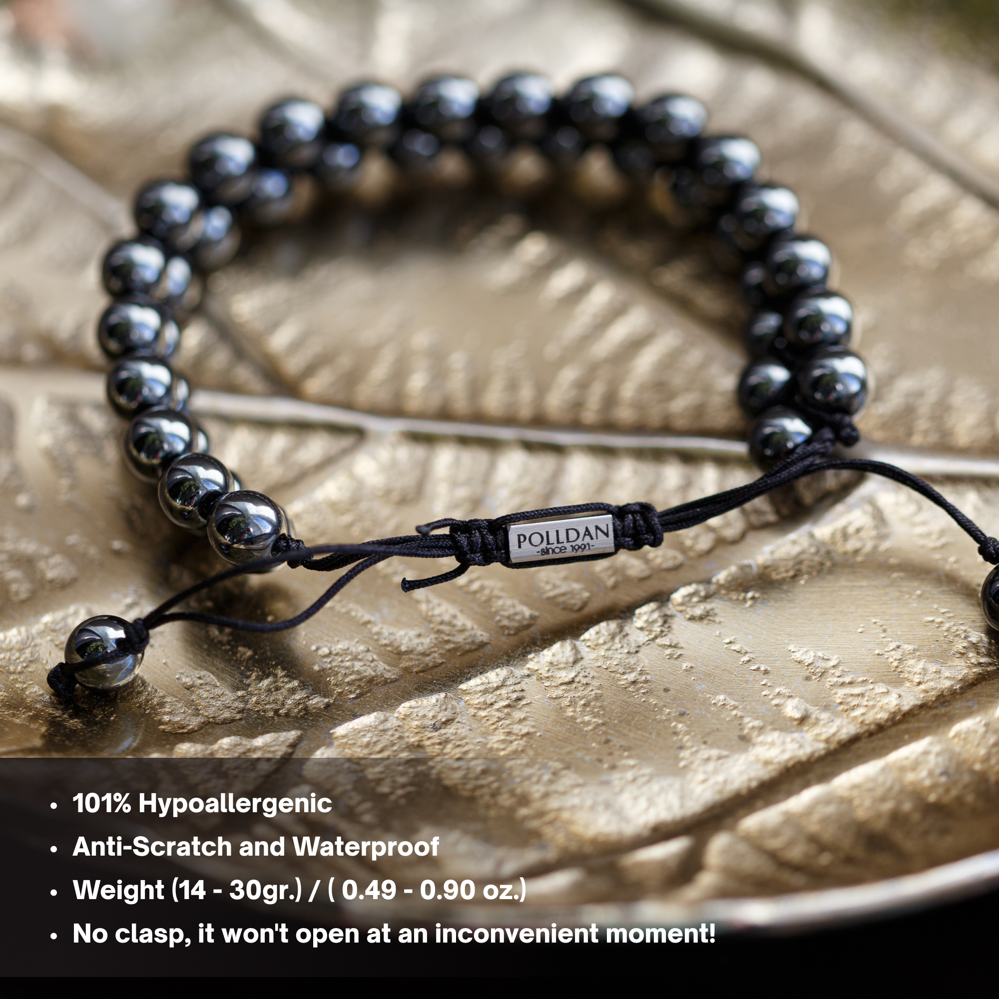 Polldan Hematite Bracelet For Men, Women - Grounding & Strength Energy