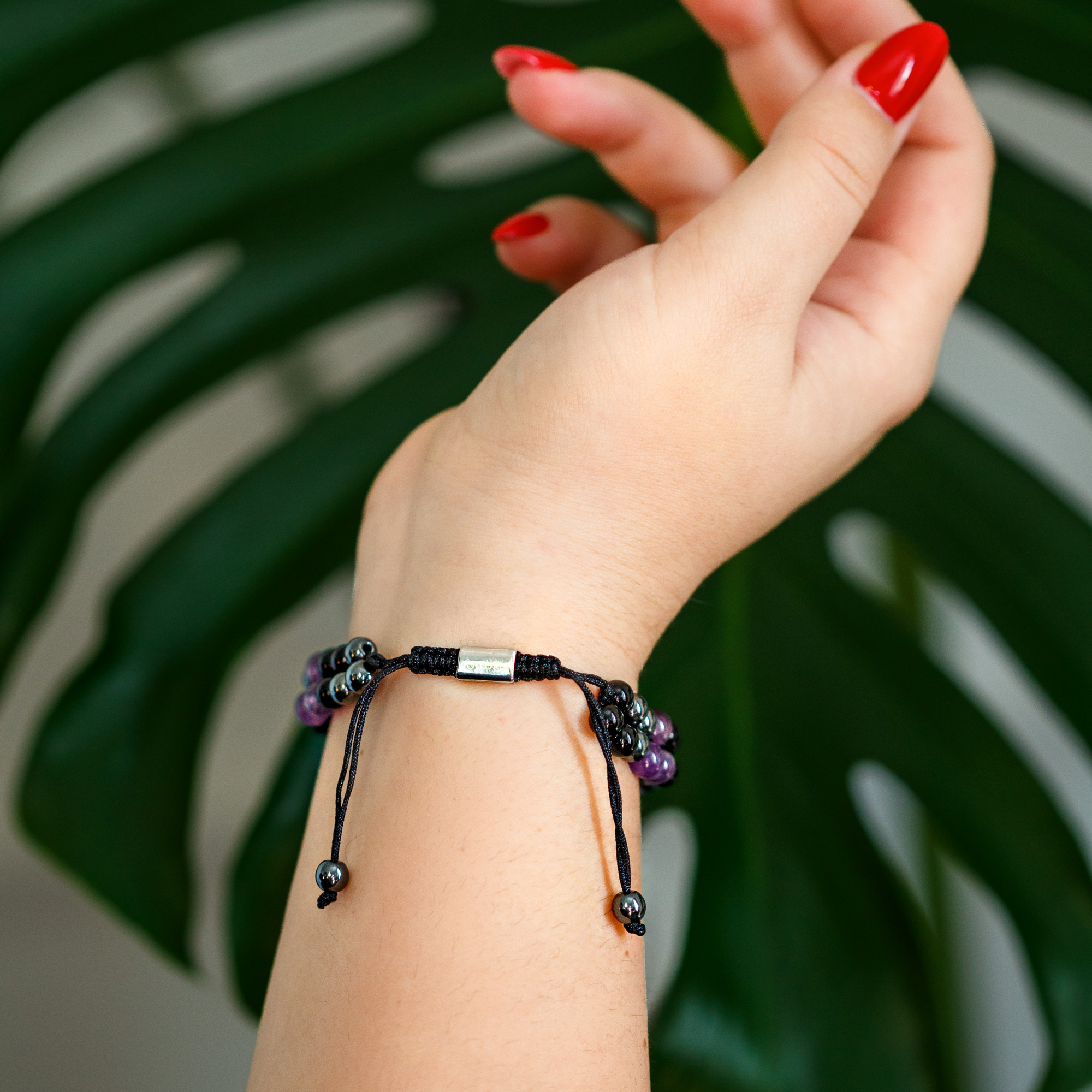 Polldan Unisex Amethyst Beaded Bracelet - Healing & Stylish Jewelry