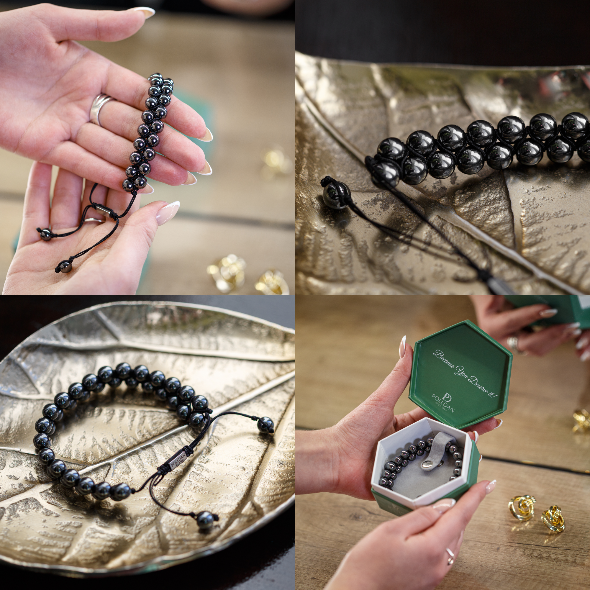 Polldan Hematite Bracelet For Men, Women - Grounding & Strength Energy