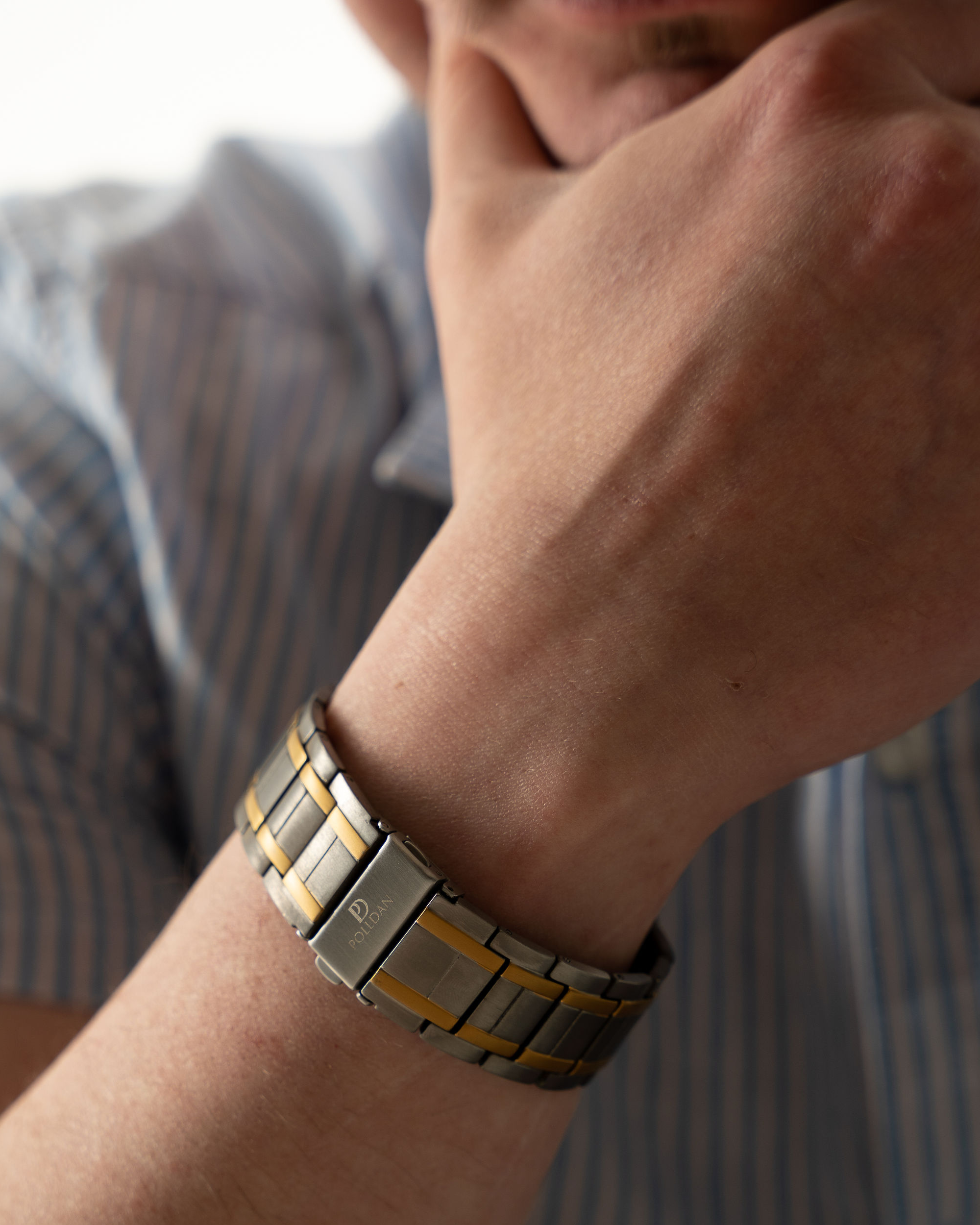 Polldan Magnetic Bracelets For Men 3X Power - 6200 Gauss (Silver-Gold)