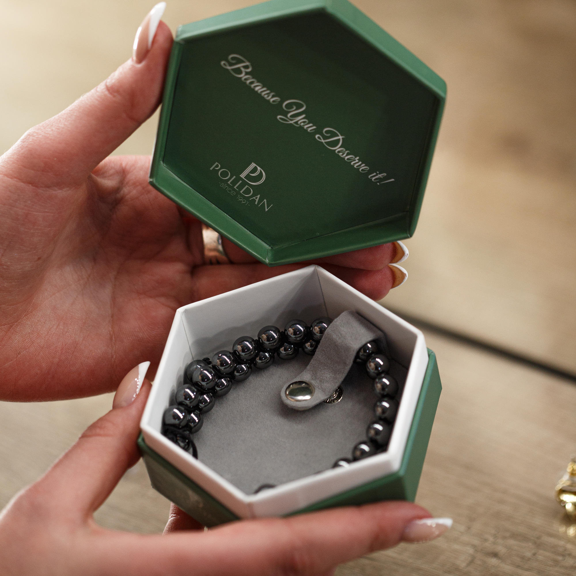 Polldan Hematite Bracelet For Men, Women - Grounding & Strength Energy