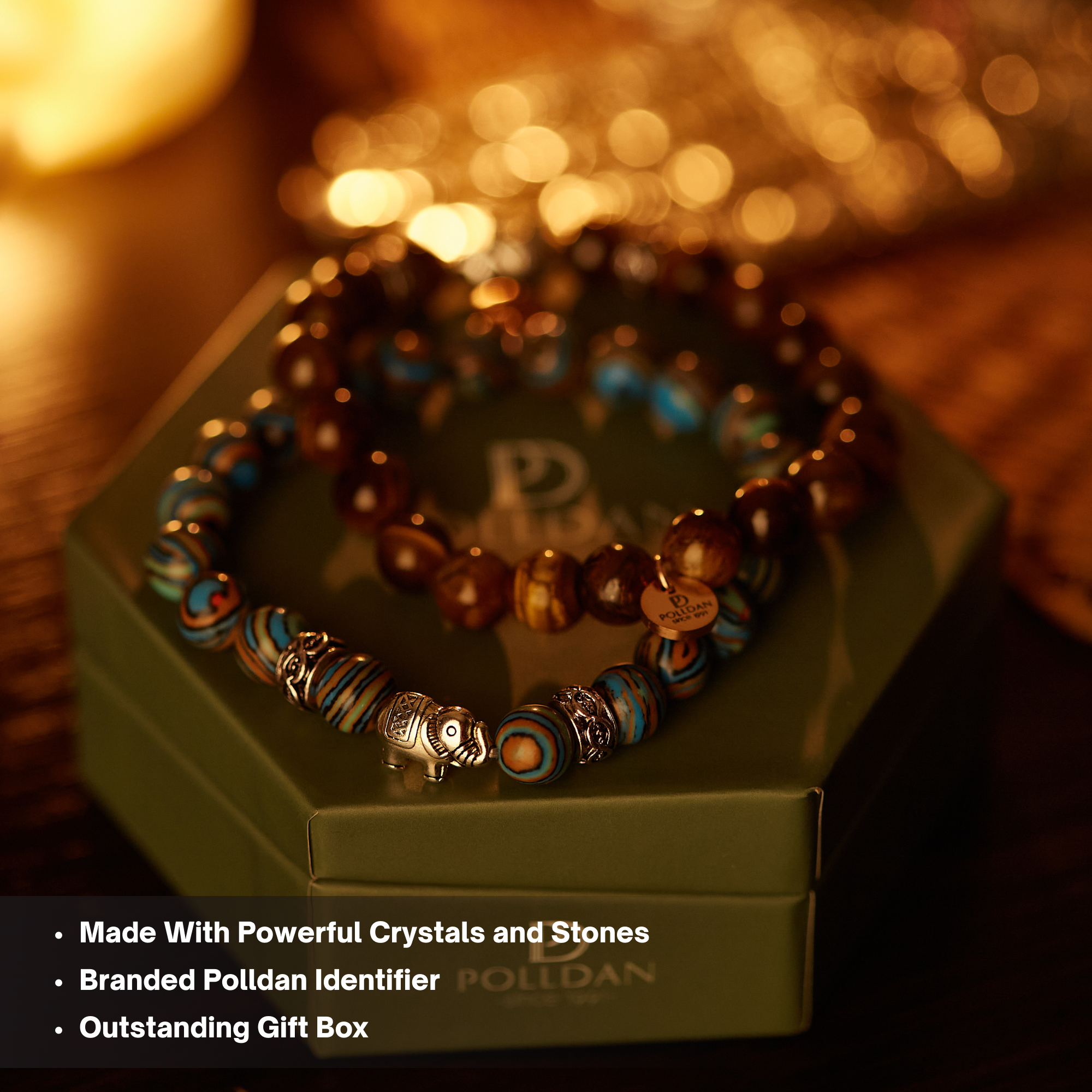 Elephant Beaded Bracelet in Brown & Blue | Women’s Gifts (Brown & Blue)