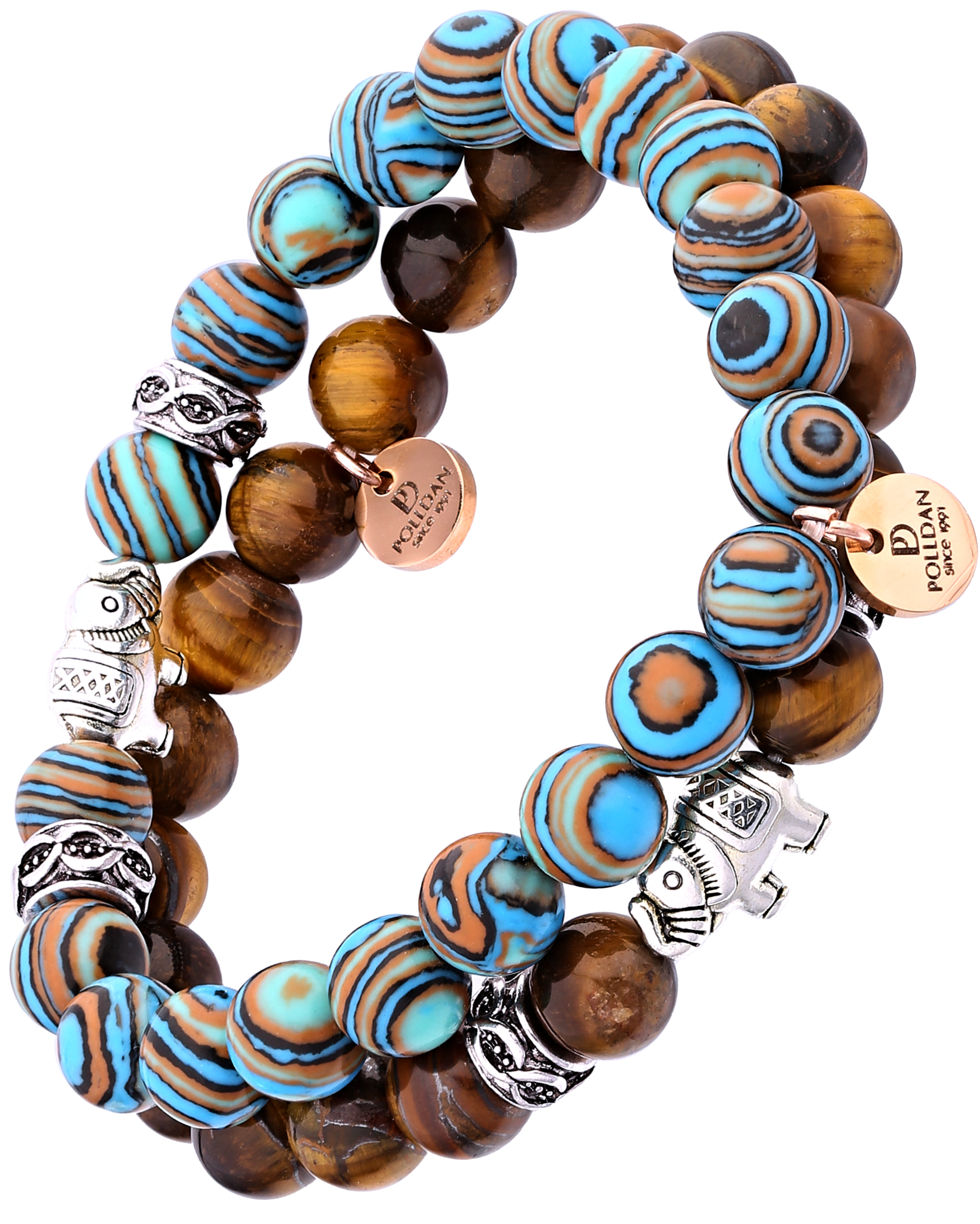 Elephant Beaded Bracelet in Brown & Blue | Women’s Gifts (Brown & Blue)