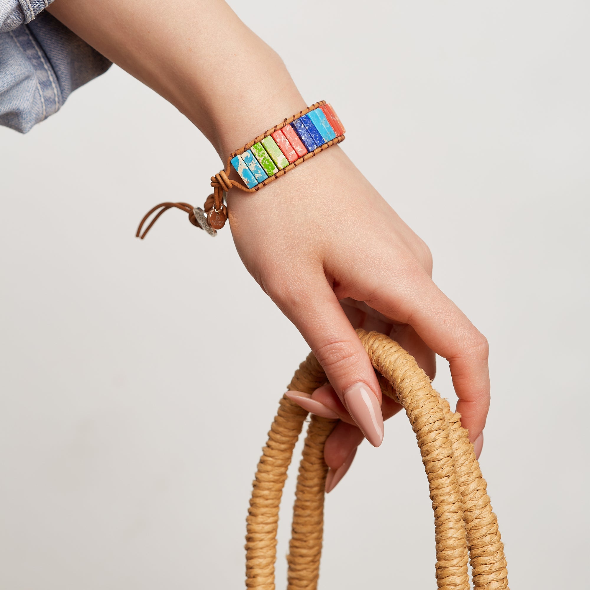 7 Chakra Healing Bracelet for Men and Women - Balance and Energy Alignment (Leather)