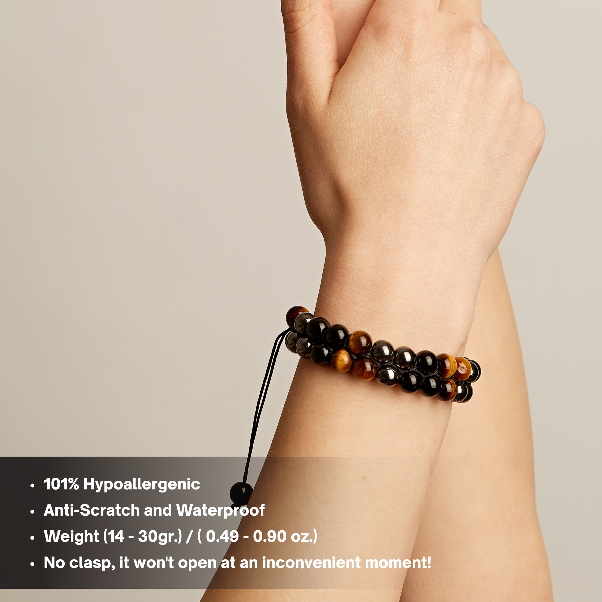Polldan Tiger Eye Bracelet For Men & Women - Protection Energy Jewelry