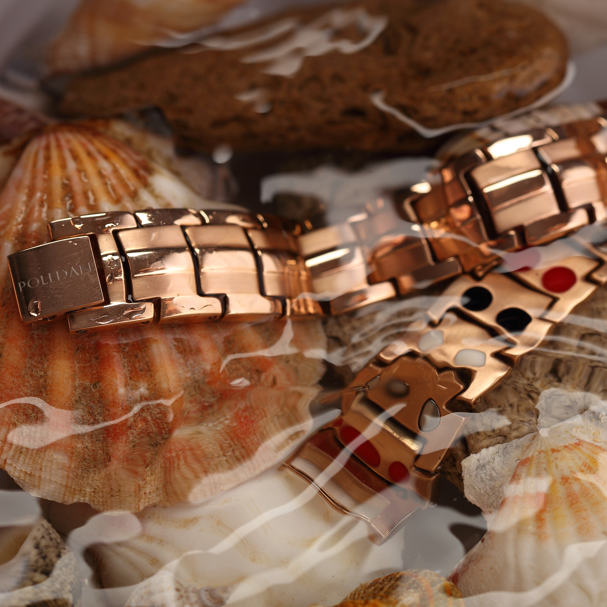 Polldan Magnetic Bracelets For Women - 6000 Gauss Natural Pain Relief (Rose Gold)