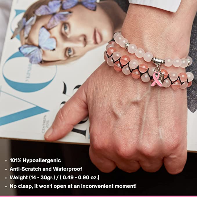 Polldan Rose Quartz Healing Bracelet for Women - Love Jewelry
