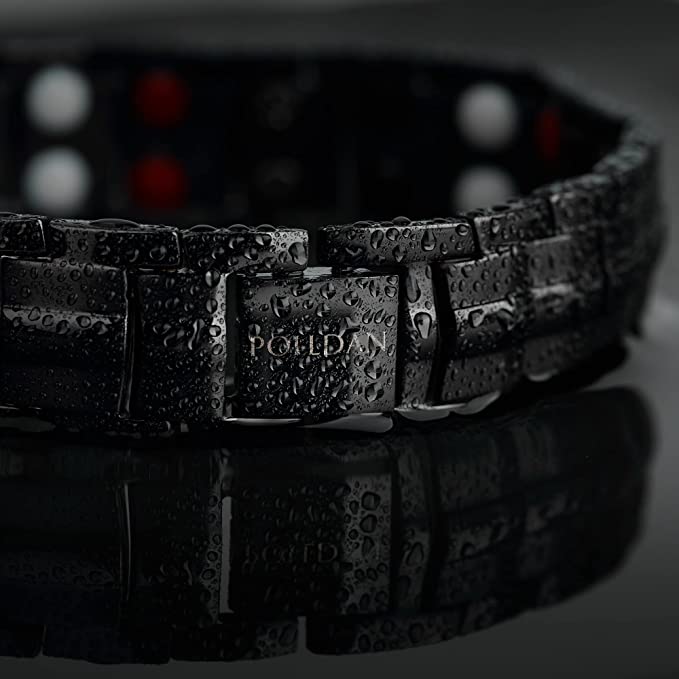 Polldan Magnetic Bracelets For Men 6000 Gauss Power | Mens Bracelet (Night Black)