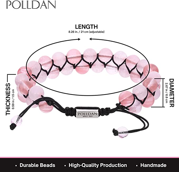 Polldan Rose Quartz Healing Bracelet for Women - Love Jewelry