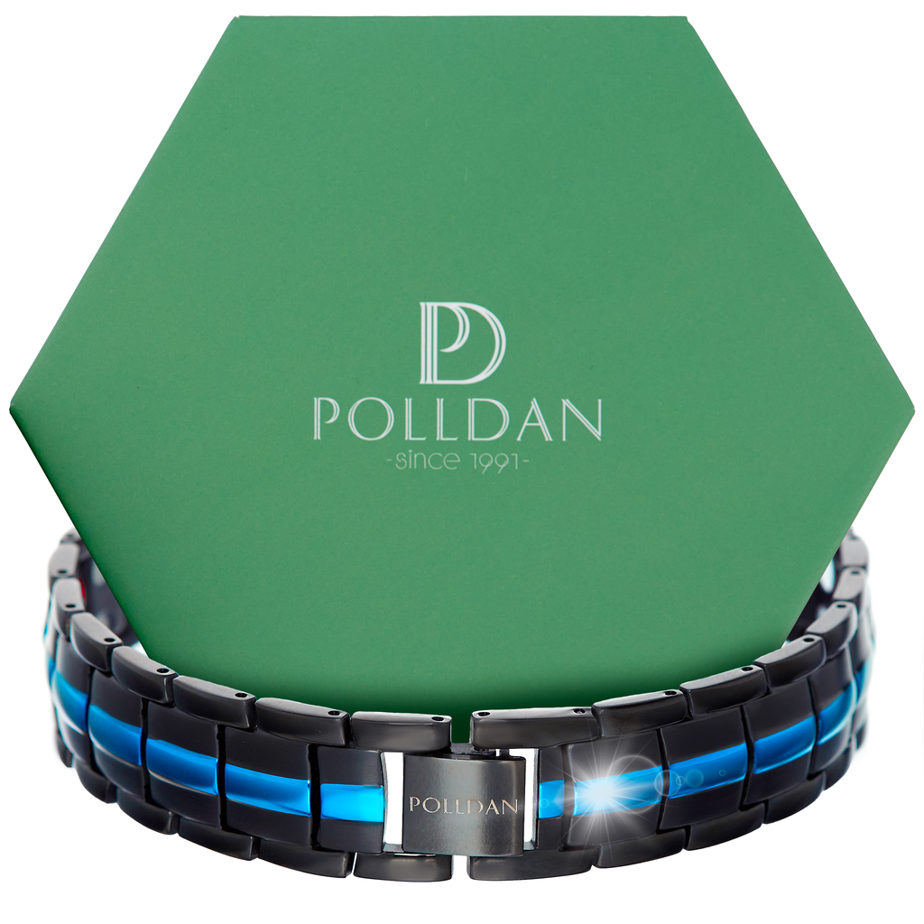 Polldan Mens Magnetic Bracelets 6000 Gauss | Mens Bracelet (Black-Blue