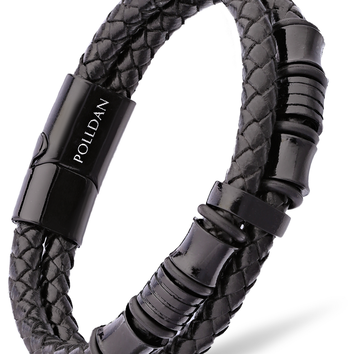 Polldan Premium Men's Leather Bracelet - Modern Black Style