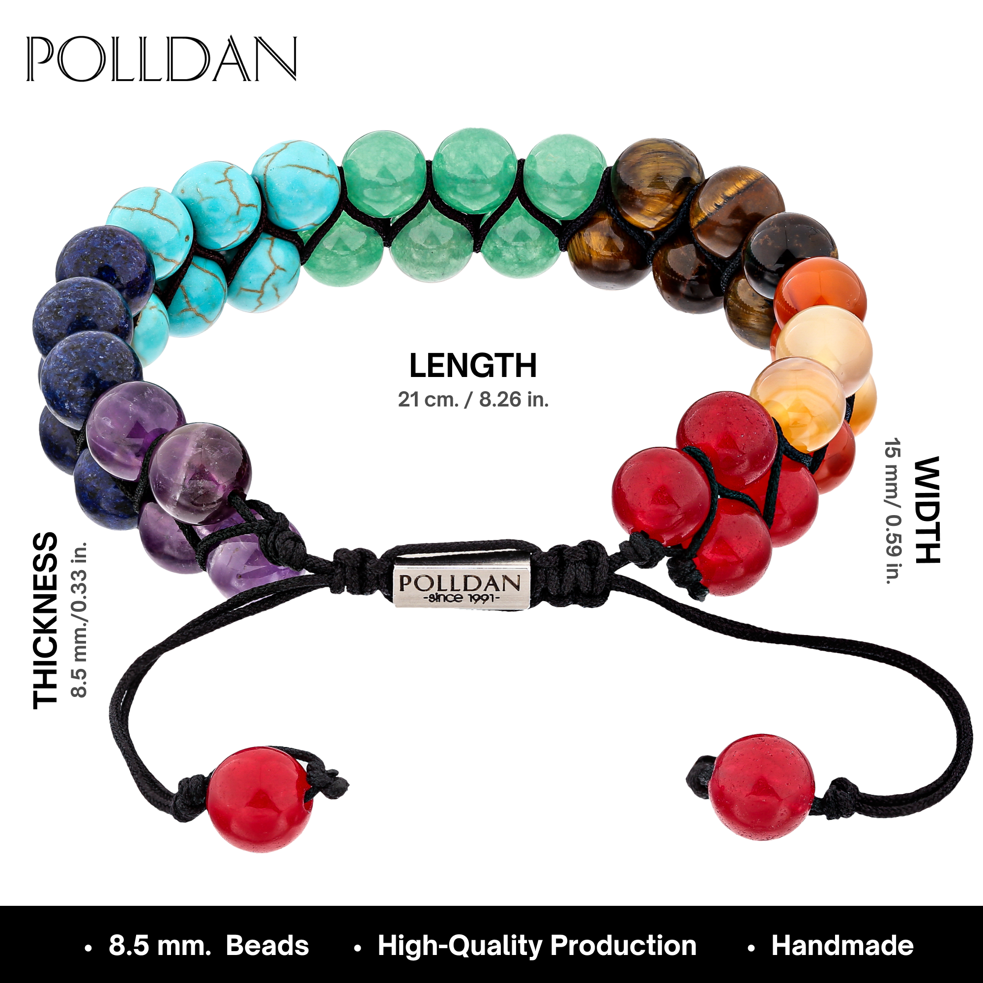 Polldan 7 Chakra Healing Bracelet For Men and Women Balance & Harmony