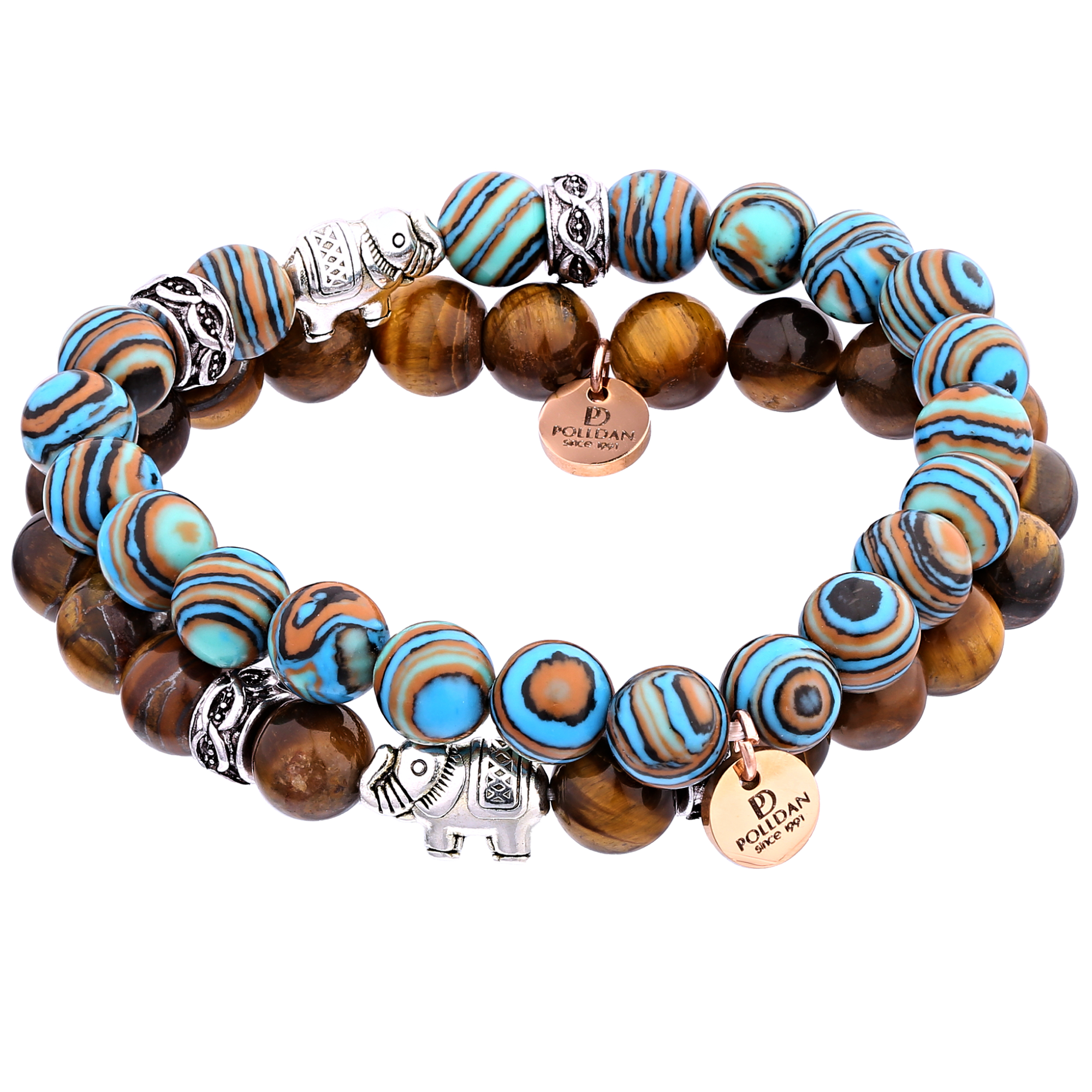 Elephant Beaded Bracelet in Brown & Blue | Women’s Gifts (Brown & Blue)