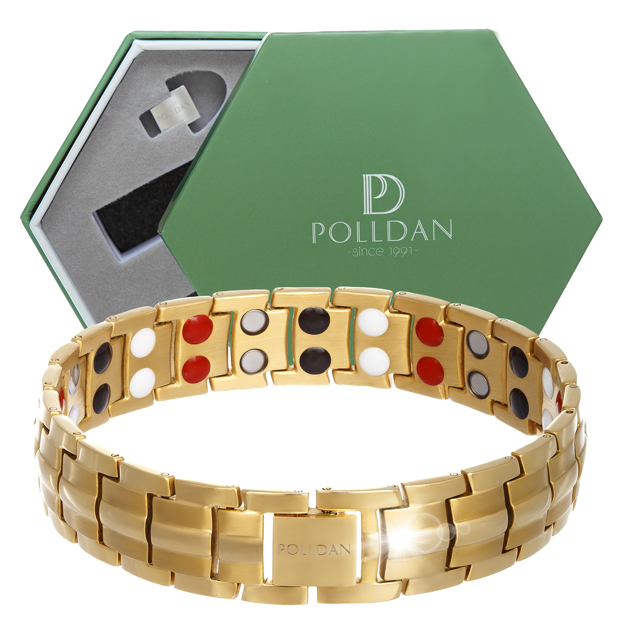 Polldan Magnetic Bracelets For Women - 6000 Gauss Natural Pain Relief (Gold)