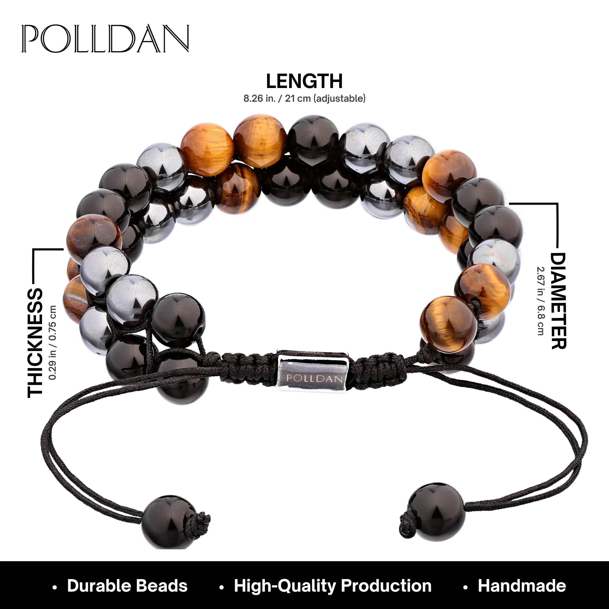 Polldan Tiger Eye Bracelet For Men & Women - Protection Energy Jewelry