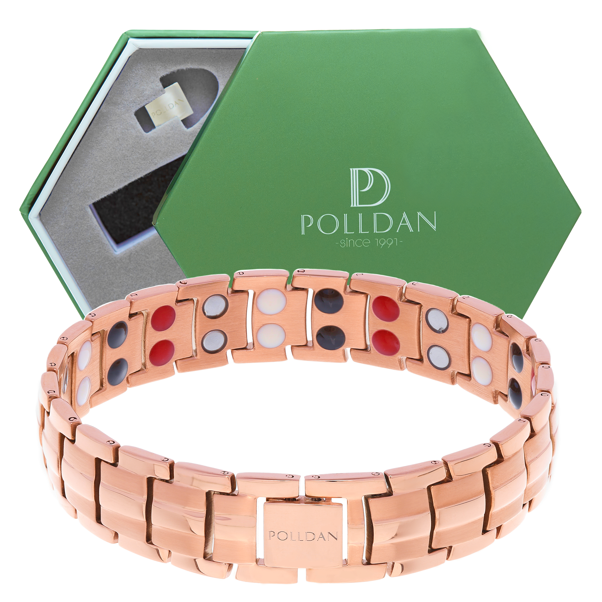 Polldan Magnetic Bracelets For Women - 6000 Gauss Natural Pain Relief (Rose Gold)