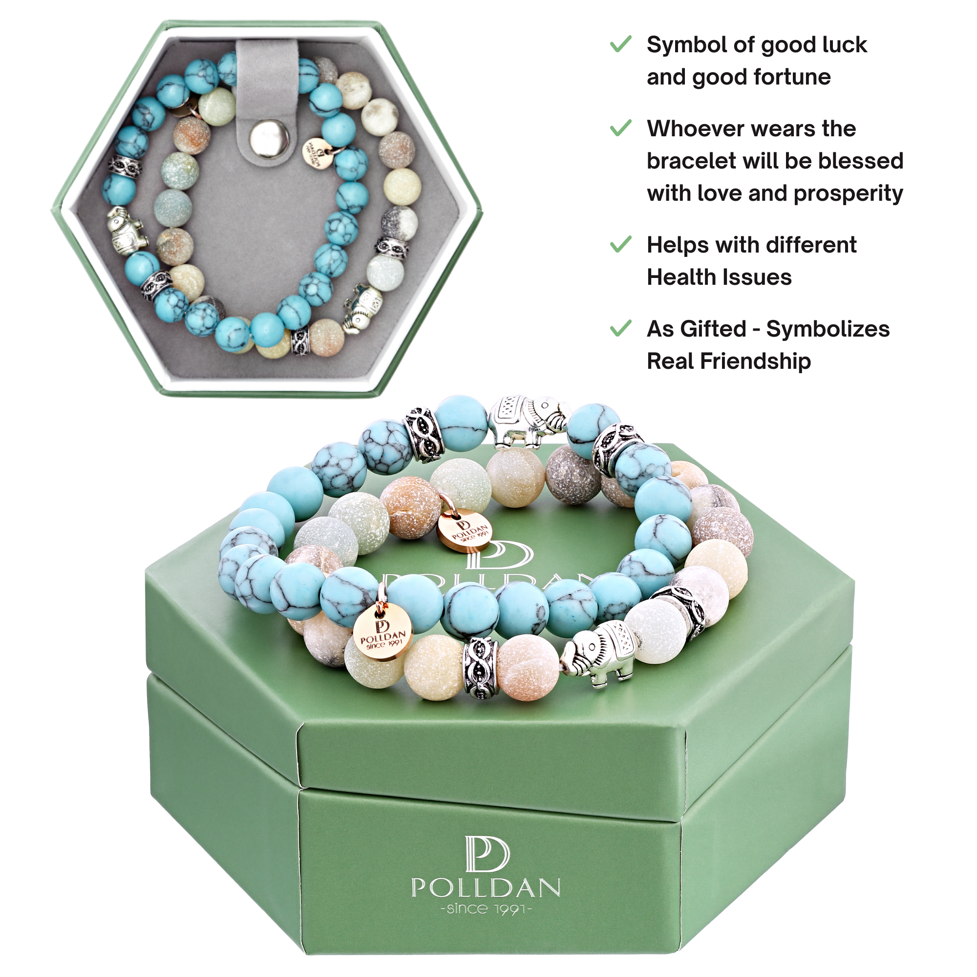 Elephant Beaded Bracelet in Turquoise | Polldan Women’s Gifts (Turquoise)