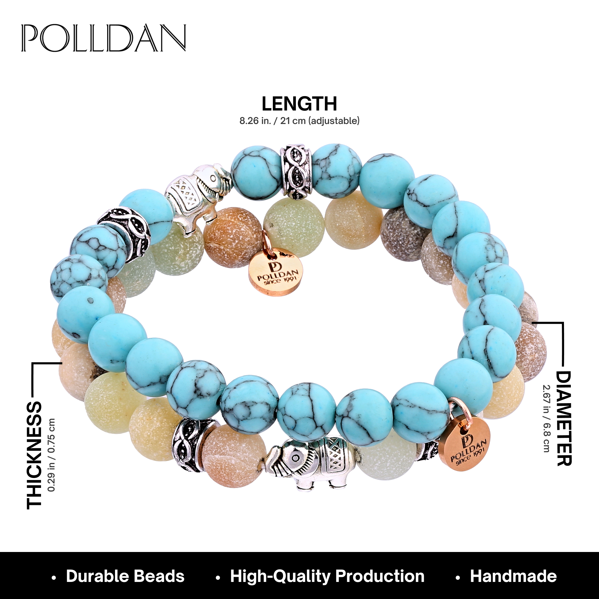 Elephant Beaded Bracelet in Turquoise | Polldan Women’s Gifts (Turquoise)