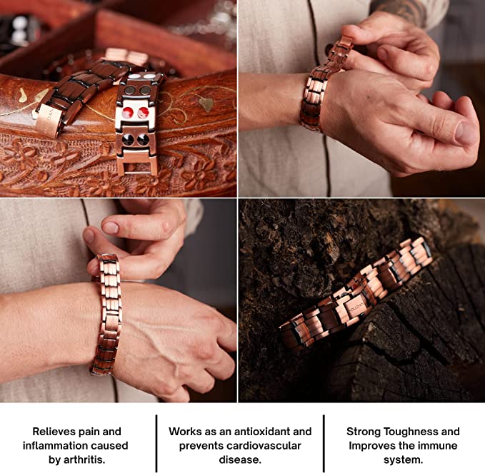 Polldan Pure Copper Magnetic Bracelet For Men | 2X Power (6000 Gauss)