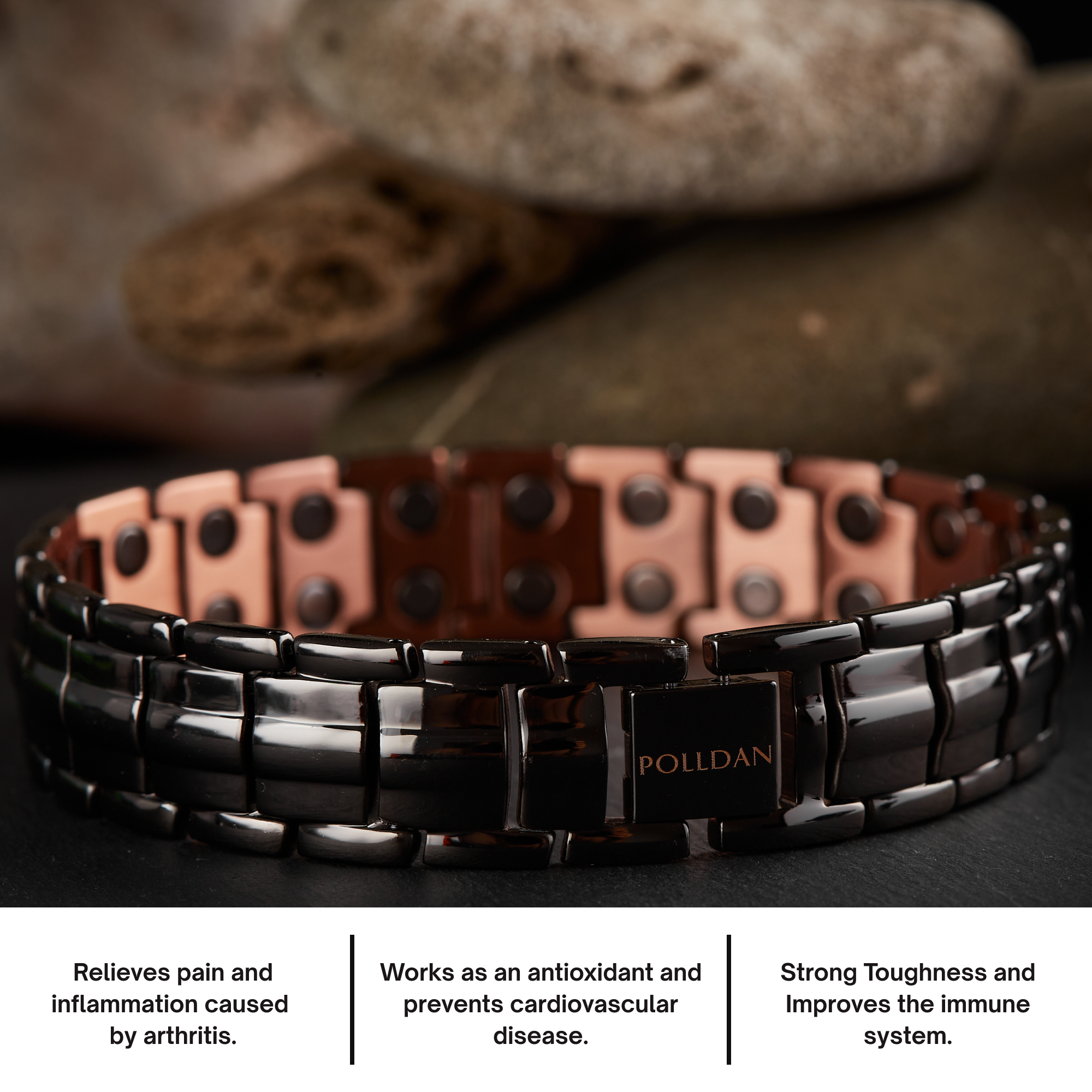 Mens Black Copper Magnetic Bracelet